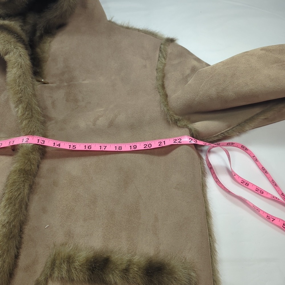 Dennis Basso Women Brown‎ Tan Long Sleeve Fur Inner Shell Coat Faux Medium - Picture 8 of 15